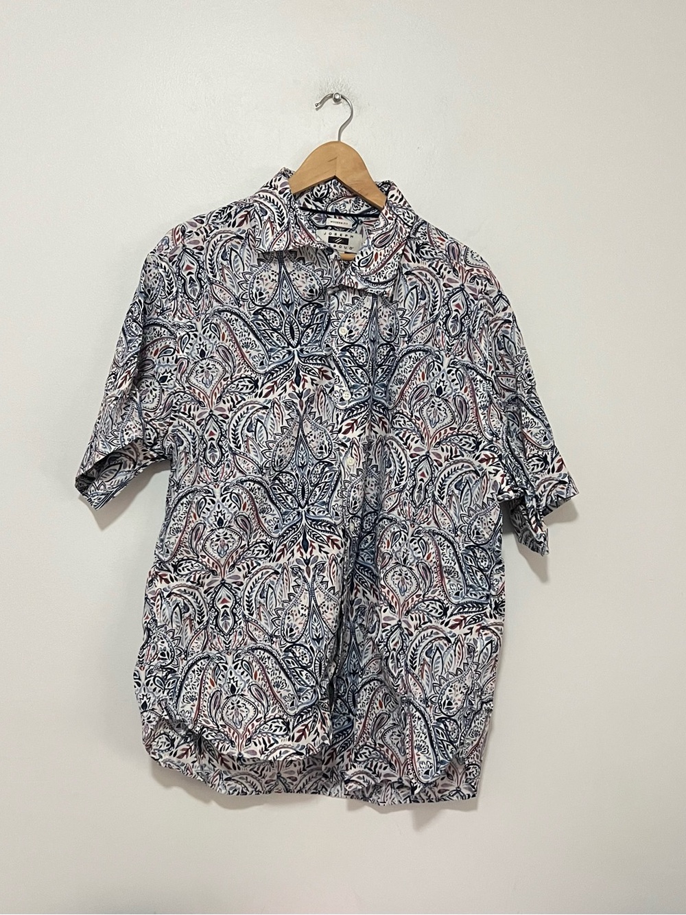 Joseph Abboud Men's Short-Sleeve Paisley Button-Down - Blue & White